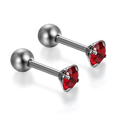 JewelryWe Schmuck Damen Herren Ohr Piercing, Ohr Helix Stecker mit Kugeln 4mm Barbell, Helix Tragus Ohrpiercing, Edelstahl, dunkelblau von JewelryWe