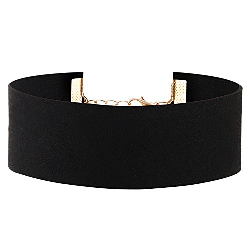 JewelryWe Schmuck Damen Choker Kette, Breite Velvet Spitze Choker Tattoo Punk Gothic Halsband Schwarz 35mm von JewelryWe