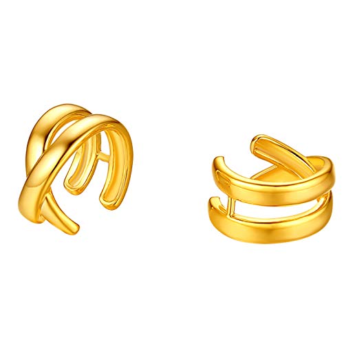 JewelryWe Schmuck Damen Ohrclips Ohrklemme Ohrringe Edelstahl Kreuz Infinity Unendlichkeit Zeichen Fake Piercing Ear Cuff Ohr Manschette Ohne Ohrlöcher Ohrstecker für Frauen Mädchen Gold von JewelryWe