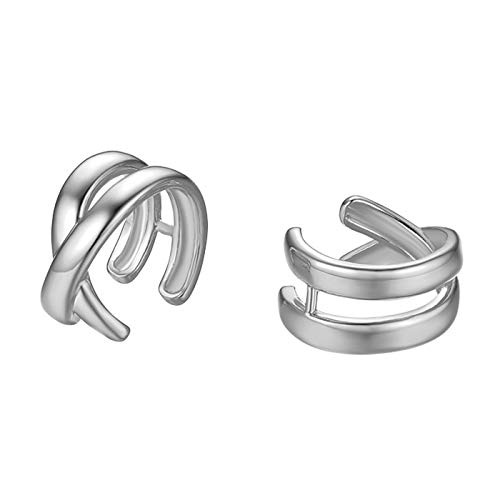 JewelryWe Schmuck Damen Ohrclips Ohrklemme Ohrringe Edelstahl Kreuz Infinity Unendlichkeit Zeichen Fake Piercing Ohr Manschette Ohne Ohrlöcher Ohrstecker für Frauen Mädchen Silber von JewelryWe