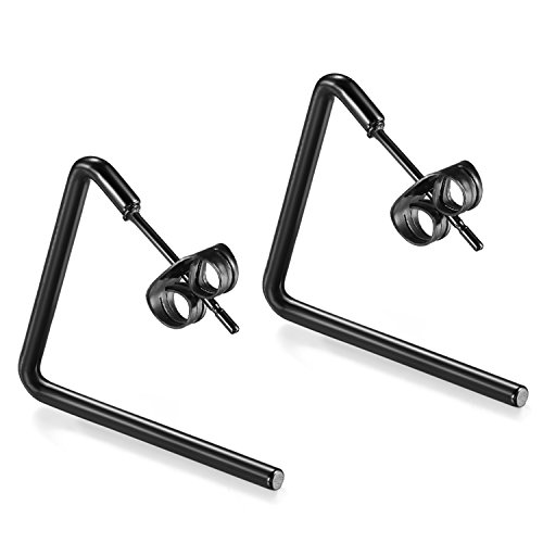 JewelryWe Schmuck Damen Ohrringe, Einzigartig offen Dreieckig Dreieck Ohrstecker Ohrschmuck, Edelstahl, Schwarz von JewelryWe