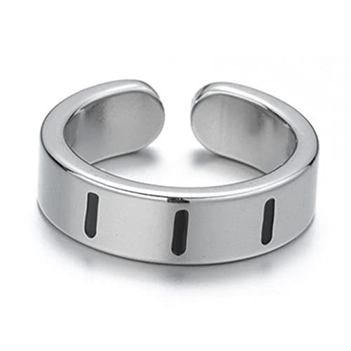 JewelryWe Schmuck Damen-Ring Edelstahl Glücksengel 111 Zahlenring Offener Ring Verstellbar Ehering Jahrestag Versprechen Ringe Band für Frauen Mädchen Silber von JewelryWe