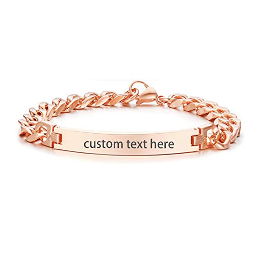 JewelryWe Schmuck Personalisierte Edelstahl Armband Link Polished Gravur Rosegold für Damen Mädchen von JewelryWe