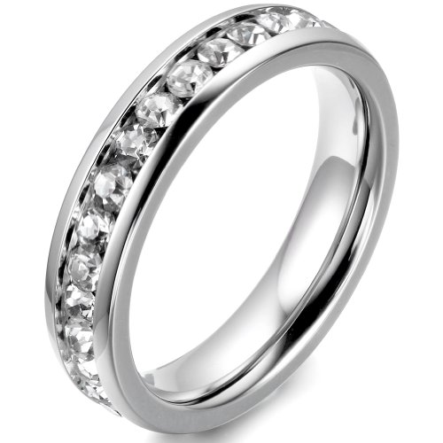 JewelryWe Schmuck Edelstahl Damen-Ring mit Weiss Zirkonia Trauringe Verlobungsringe Hochzeitsband Ringe Unisex Größe 49 JewelryWe Schmuck Edelstahl Damen-Ring mit Weiss Zirkonia Trauringe Verlobungsringe Hochzeitsband Ringe Unisex Größe 49 von JewelryWe