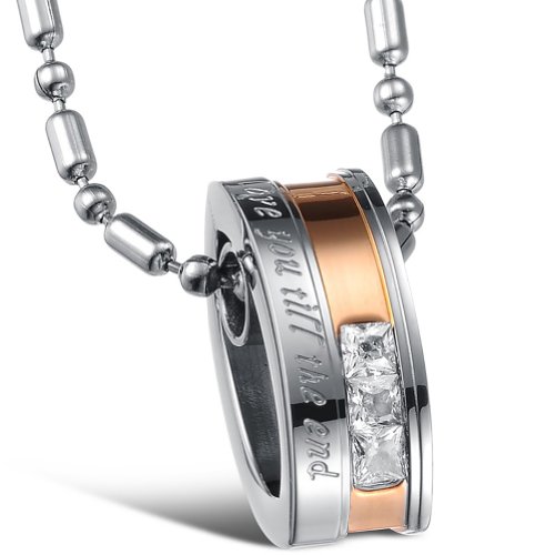 JewelryWe Schmuck Edelstahl Halskette Damen Anhänger Love You Till The End Hochzeit Versprechen Engagement von JewelryWe