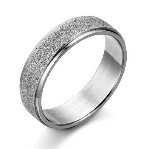 JewelryWe Ringe Herren Sandgestrahlt Edelstahl: Herren-Ring Partnerringe Eheringe Verlobung Hochzeit Band Männer Ring mit Gravur Sandgestrahlt Dom Farbe Silber Größe 57 von JewelryWe