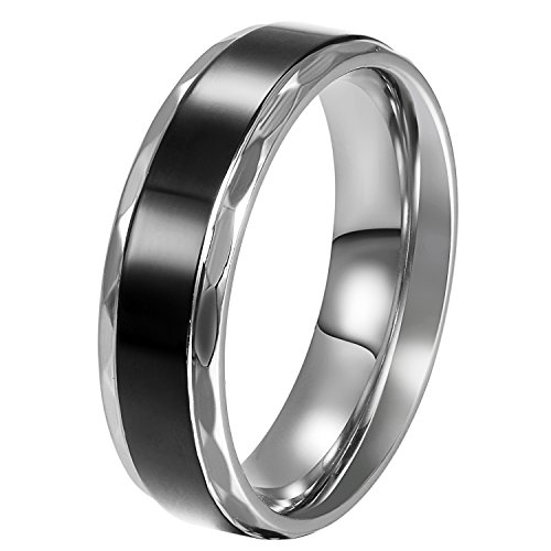 JewelryWe Schmuck Edelstahl Herren-Ring Damen-Ring Schwarz Retro Liebe Trauringe Herren Damen Ring für Engagement Versprechen Ewigkeit Größe 52 bis 76 von JewelryWe