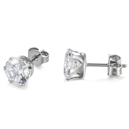 JewelryWe Zirkonia Ohrstecker Ohrringe Damen: 3mm Silber Edelstahl Gestüt Ohrringe mit Rund klarem Zirkonia Hypoallergen Klein Schlafen Ohrschmuck Geschenk für Frau Mädchen von JewelryWe