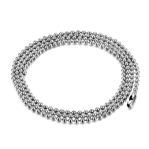 JewelryWe Schmuck Edelstahl Unisex Herren Halskette Kugel Korn Link Kette Kugelkette, Silber 50cm 2mm Breite von JewelryWe