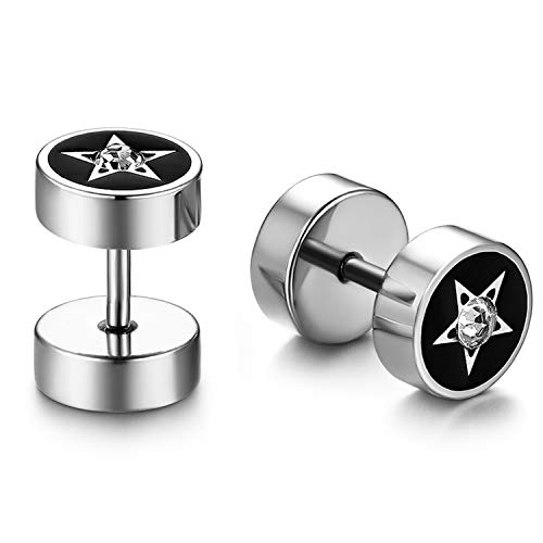 JewelryWe Stern Fake Plug Ohrstecker: Silber Edelstahl Pentagramm Kreis Schraube Ohrringe mit Strass Emaille Fake Piercing Plugs Ohr Cheater Tunnel Gauges Ohrschmuck Geschenk Herren Damen JewelryWe Stern Fake Plug Ohrstecker: Silber Edelstahl Pentagramm Kreis Schraube Ohrringe mit Strass Emaille Fake Piercing Plugs Ohr Cheater Tunnel Gauges Ohrschmuck Geschenk Herren Damen von JewelryWe