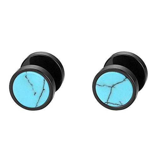 JewelryWe Schmuck Fake Plug Ohrstecker Edelstahl künstliche Stein Rund Kreis Ohrringe Fakeplugs Ohr Cheater Tunnel Barbell Gauges Ohr-Piercings für Herren Damen Grün Schwarz von JewelryWe