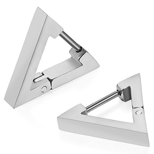 JewelryWe Dreieck Ohrringe für Herren Damen: Silber Edelstahl Geometrische Triangel Creolen Huggie Ohrringe Unisex Hip Hop Minimalistische Ohrstecker Ohrhänger Ohrschmuck Urban Streetwear Piercing JewelryWe Dreieck Ohrringe für Herren Damen: Silber Edelstahl Geometrische Triangel Creolen Huggie Ohrringe Unisex Hip Hop Minimalistische Ohrstecker Ohrhänger Ohrschmuck Urban Streetwear Piercing von JewelryWe