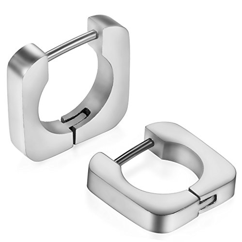 JewelryWe Ohrringe Creolen Damen Herren: Edelstahl Geometrisch Quadratisch Quadrat Viereck Viereckig Klein Huggie Hypoallergen Ohrringe Ohrstecker Ohrhänger Ohrpiercings Silber JewelryWe Ohrringe Creolen Damen Herren: Edelstahl Geometrisch Quadratisch Quadrat Viereck Viereckig Klein Huggie Hypoallergen Ohrringe Ohrstecker Ohrhänger Ohrpiercings Silber von JewelryWe