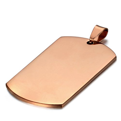 JewelryWe Schmuck Herren Damen Halskette, Militärische Erkennungsmarke Armee Stil Dog Tag Anhänger mit 55cm Kette, Rose Gold Persönliche Gravur von JewelryWe