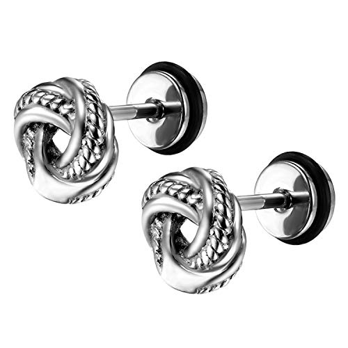 JewelryWe Schmuck Herren Damen Ohrstecker Edelstahl Keltischer Knoten Ohrringe Ohr-Piercing Silber von JewelryWe