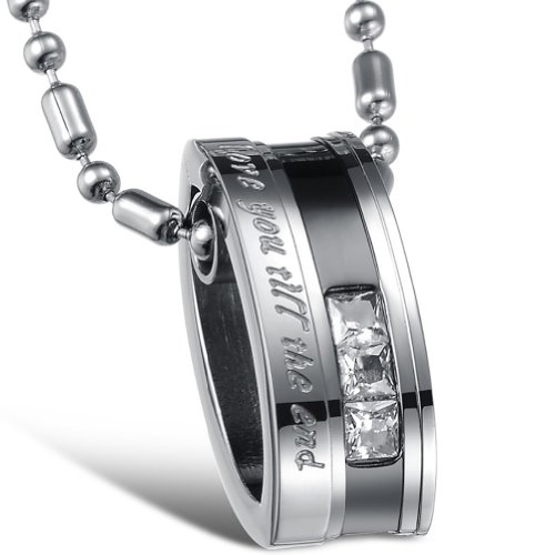 JewelryWe Schmuck Herren Edelstahl Halskette Anhänger Love You Till The End Hochzeit Versprechen Engagement von JewelryWe