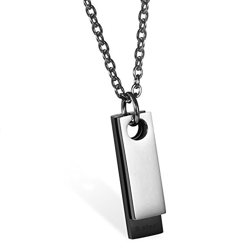 JewelryWe Schmuck Herren Halskette, Edelstahl Klassische 2 Poliert Dog Tag Anhänger mit 55cm Kette, Schwarz von JewelryWe