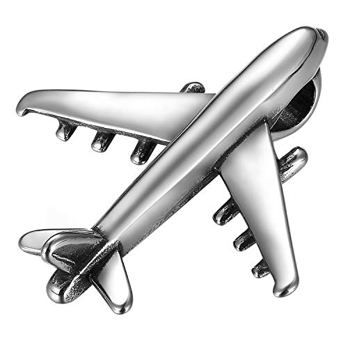 JewelryWe Schmuck Herren Halskette Edelstahl Flugzeug Jet-Flugzeug Anhänger mit 22 Zoll Kette Geschenk Silber von JewelryWe