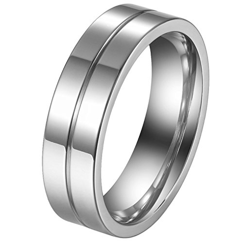 JewelryWe Schmuck Herren Ring, Edelstahl Verlobungsringe mit Gravur Glatt Memoirering Partnerringe Trauringe Eheringe Hochzeit Band, Silber - Größe 54 von JewelryWe