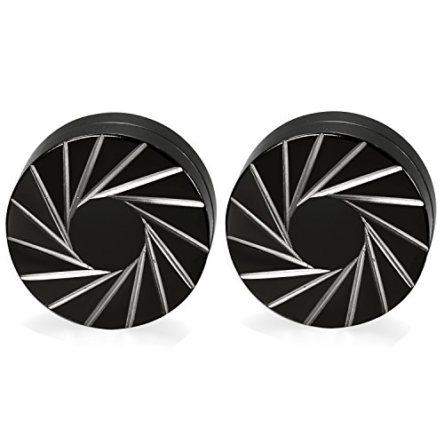 JewelryWe Schmuck Magnet Ohrringe, Edelstahl Tornado Runde Kreis Magnetische Fakeplugs Ohrstecker für Herren Damen Ohr Clips Tunnel Ohne Loch Non-Piercing Schwarz 12MM JewelryWe Schmuck Magnet Ohrringe, Edelstahl Tornado Runde Kreis Magnetische Fakeplugs Ohrstecker für Herren Damen Ohr Clips Tunnel Ohne Loch Non-Piercing Schwarz 12MM von JewelryWe