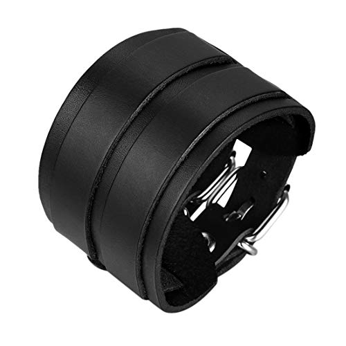 JewelryWe Schmuck Metalllegierung Legierung Leder Echtleder Armband Armreifen Manschette Silber Schwarz Kordelkette Motorradfahrer Biker Einstellbar Verstellbaren Passen 7~9 Zoll Herren von JewelryWe