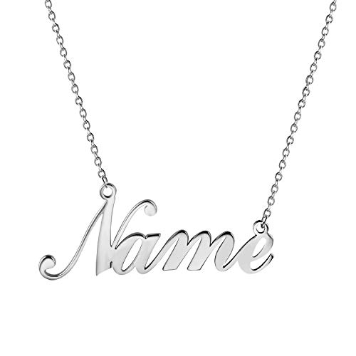 JewelryWe Schmuck Namenskette Damen Edelstahl Personalisierte Kette Halskette mit Name, Geschenk für Frauen, Freundin, Mutter, Schwester (Silber) von JewelryWe