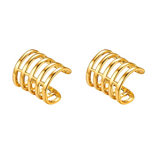 JewelryWe Schmuck Non-Piercing Ohrclips Ohrklemme Ohrringe Edelstahl 5 Reihen Streifen Ohr Klammern Ear Cuff Ohne Loch Clip auf Ohrstecker für Herren Damen Gold JewelryWe Schmuck Non-Piercing Ohrclips Ohrklemme Ohrringe Edelstahl 5 Reihen Streifen Ohr Klammern Ear Cuff Ohne Loch Clip auf Ohrstecker für Herren Damen Gold von JewelryWe