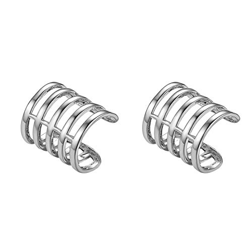 JewelryWe Schmuck Non-Piercing Ohrclips Ohrklemme Ohrringe Edelstahl 5 Reihen Streifen Ohr Klammern Ear Cuff Ohne Loch Clip auf Ohrstecker für Herren Damen Silber JewelryWe Schmuck Non-Piercing Ohrclips Ohrklemme Ohrringe Edelstahl 5 Reihen Streifen Ohr Klammern Ear Cuff Ohne Loch Clip auf Ohrstecker für Herren Damen Silber von JewelryWe