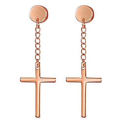 JewelryWe Schmuck Kreuz Ohrringe Edelstahl Fakeplugs Fake Plug Tunnel Ohrstecker Ohrhänger Ohr-Piercings mit Baumelnde Kruzifix Anhänger für Herren Damen, Rosegold JewelryWe Schmuck Kreuz Ohrringe Edelstahl Fakeplugs Fake Plug Tunnel Ohrstecker Ohrhänger Ohr-Piercings mit Baumelnde Kruzifix Anhänger für Herren Damen, Rosegold von JewelryWe