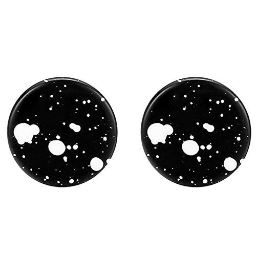 JewelryWe Schmuck Ohrstecker Edelstahl klassische runde Spots Punkte Ohrringe Ohr-Piercing für Herren Damen 4 Farben wählbar Schwarz Weiß von JewelryWe