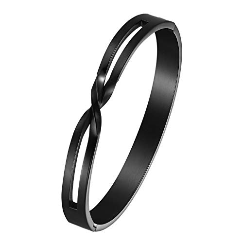 JewelryWe Schmuck Partnerarmband Edelstahl Infinity Unendlichkeit Lieben Zeichen Paare Armband Freundschaftsarmband Pärchen Armreifen mit Gravur Schwarz für Herren von JewelryWe