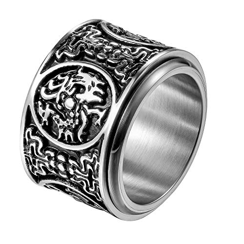 JewelryWe Schmuck Retro Herren-Ring Edelstahl Uralte 4 Wächter Bestien Chinesisch Mythologie Ringe Drehbar Bandring Band mit Gravur Größe 59 von JewelryWe