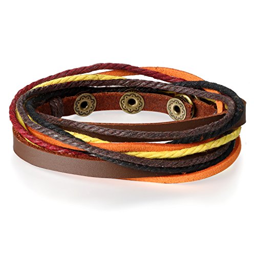 JewelryWe Schmuck WICKELARMBAND Serie, Leder geflochten Armband Armreif Surfer Surferarmband für Herren Damen #3 von JewelryWe