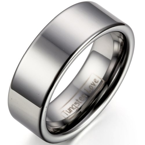 JewelryWe Schmuck Wolframcarbid Herren-Ring Damen-Ring 9mm Hochzeit Engagement Versprechen Band Farbe Silber Größe 67 von JewelryWe