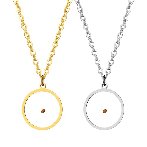 JewelryWe Senfkorn Runde Halskette Damen: 2pcs Edelstahl Senfsaat Kreis Anhänger Senfsamen Glauben Christliche Kette Christian Religiöses Minimalistisches Schmuck inspirierende Geschenke für Frauen von JewelryWe