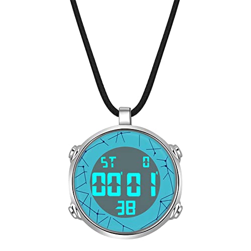 JewelryWe Taschenuhr Herren Damen Digital Quarz Uhr 30m Wasserdicht Datum Woche Kalender Alarm Sportuhr mit Leder Halskette Kette Kettenuhr Geschenk Blau von JewelryWe