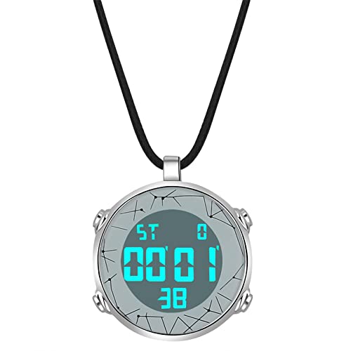 JewelryWe Taschenuhr Herren Damen Digital Quarz Uhr 30m Wasserdicht Datum Woche Kalender Alarm Sportuhr mit Leder Halskette Kette Kettenuhr Geschenk Schwarz von JewelryWe