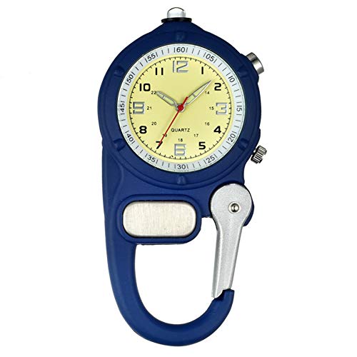 JewelryWe Taschenuhr mit Karabiner Befestigung Leuchtende Analog Quarz Uhr für Ärzte Krankenschwestern Sanitäter Blau von JewelryWe