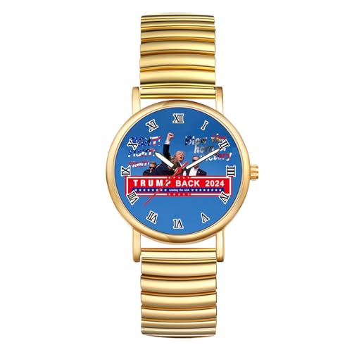 JewelryWe Trump-Attentat Uhr Elastische Armbanduhr: Trump Fighting 2024 Shooting Trump Back Fist Raised Analog Quarz Armbanduhr Herren Damen Gold Edelstahl Zugband römische Zahlen Uhr JewelryWe Trump-Attentat Uhr Elastische Armbanduhr: Trump Fighting 2024 Shooting Trump Back Fist Raised Analog Quarz Armbanduhr Herren Damen Gold Edelstahl Zugband römische Zahlen Uhr von JewelryWe