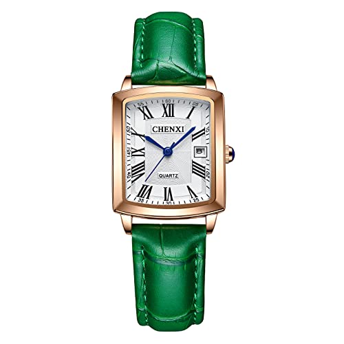 JewelryWe Uhren Damen Analog Quarz Datum Kalender 30m Wasserdicht Armbanduhr Rechteckig Römische Ziffern Geschäfts Beiläufige Uhr mit Echtleder Leder Armband Grün JewelryWe Uhren Damen Analog Quarz Datum Kalender 30m Wasserdicht Armbanduhr Rechteckig Römische Ziffern Geschäfts Beiläufige Uhr mit Echtleder Leder Armband Grün von JewelryWe
