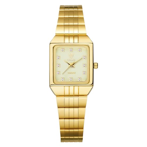 JewelryWe Uhren Damen Edelstahl Rechteckig: 30 wasserdichte Analog Quarz Frauen Armbanduhr Gold Edelstahl Armband Uhr Damenuhr mit Strass Rechteck Zifferblatt JewelryWe Uhren Damen Edelstahl Rechteckig: 30 wasserdichte Analog Quarz Frauen Armbanduhr Gold Edelstahl Armband Uhr Damenuhr mit Strass Rechteck Zifferblatt von JewelryWe