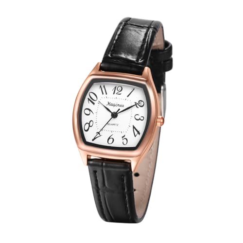 JewelryWe Uhren Damen Leder Rechteckig: Vintage Exquisite Analog Quarz Armbanduhr Frauen Schwarz Schmal Leder Armband Uhr Damenuhr mit großen Arabischen Ziffern Rechteck Zifferblatt JewelryWe Uhren Damen Leder Rechteckig: Vintage Exquisite Analog Quarz Armbanduhr Frauen Schwarz Schmal Leder Armband Uhr Damenuhr mit großen Arabischen Ziffern Rechteck Zifferblatt von JewelryWe