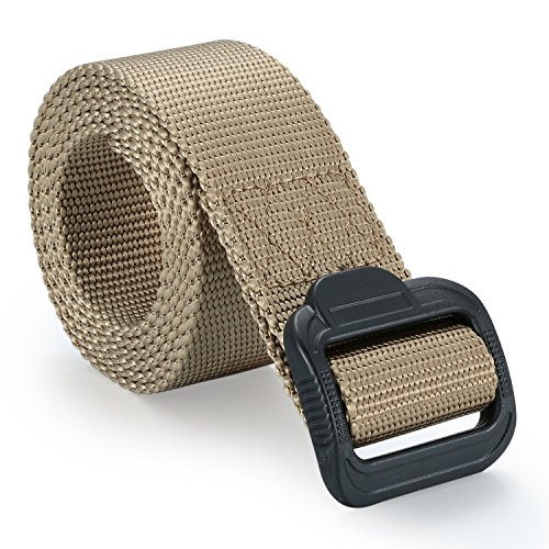 JewelryWe Unisex Gürtel Canvas Belt Stoffgürtel Hosengürtel Textil für Herren Damen Braun von JewelryWe