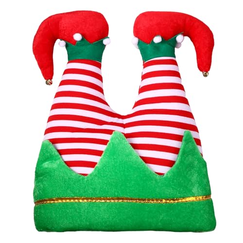 JewelryWe Weihnachtsmütze Weihnachtsmann Mütze Hut: Lustige Weihnachtsbeinmütze Weihnachtsmannmütze Umgedrehte Weihnachtsmann-Beinmütze Clown Cap für Weihnachten Party Gastgeschenk Rote Hose Beinmütze von JewelryWe