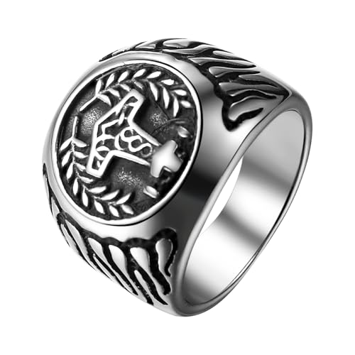JewelryWe Wikinger Mjölnir Ring Herren: Edelstahl Herren-Ring Vintage Punk Thors Hammer Runde Siegelring Fingerring Nordische Viking Bandring Band Gothic Hip Hop Schmuck Geschenk Silber Größe 67 JewelryWe Wikinger Mjölnir Ring Herren: Edelstahl Herren-Ring Vintage Punk Thors Hammer Runde Siegelring Fingerring Nordische Viking Bandring Band Gothic Hip Hop Schmuck Geschenk Silber Größe 67 von JewelryWe