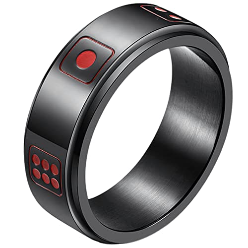 JewelryWe Würfel Fidget Angst Ring: 8MM Schwarz Edelstahl Drehbarer Glückswürfel Fingerring Anti Stress Spinner Ring Unisex Glücksring Spinnring Band Gravur Schmuck Geschenk für Herren Damen Größe 57 JewelryWe Würfel Fidget Angst Ring: 8MM Schwarz Edelstahl Drehbarer Glückswürfel Fingerring Anti Stress Spinner Ring Unisex Glücksring Spinnring Band Gravur Schmuck Geschenk für Herren Damen Größe 57 von JewelryWe