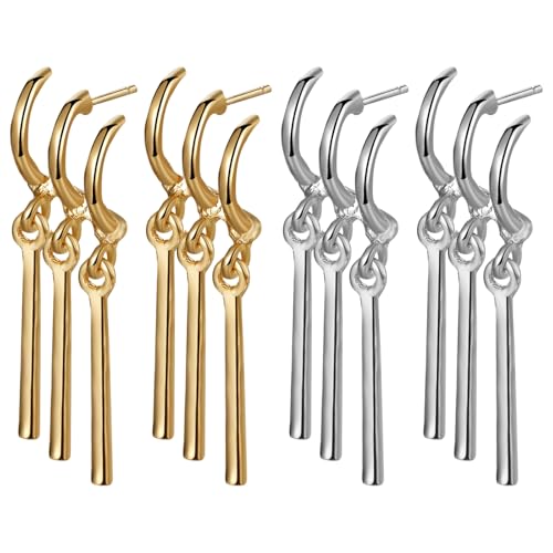 JewelryWe Zorro Ohrringe für Herren Damen: 2 Paar Edelstahl Roronoa Zoro Tropfen Ohrringe Anime Ohrhänger One Piece Lorenor Zorro Kostüm Cosplay Schmuck für Zoro Fans Anime-Liebhaber Gold Silber von JewelryWe