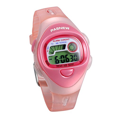 JewelryWe süße Kinder Studenten Armbanduhr, 30M Wasserdicht 12 H Multifunktion Elektronische Digital Uhr Sportuhr mit LED Licht, Alarm, Stoppuhr, Datum und Tag Silikon Armband Pink von JewelryWe