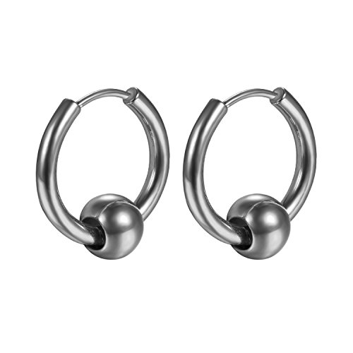 Ringset Schmuck Ohrringe Creolen Damen Herren mit Anhänger Kreis in acciiaio Edelstahl Farbe Silber/Gold/Schwarz 14 mm silber/schwarz von JewelryWe