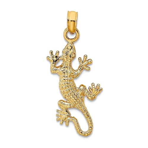 10 Karat Gold Eidechse Gecko Anhänger Halskette / 2D Schmuck Geschenke für Frauen – höherer Goldgrad als 9 Karat Gold von JewelryWeb